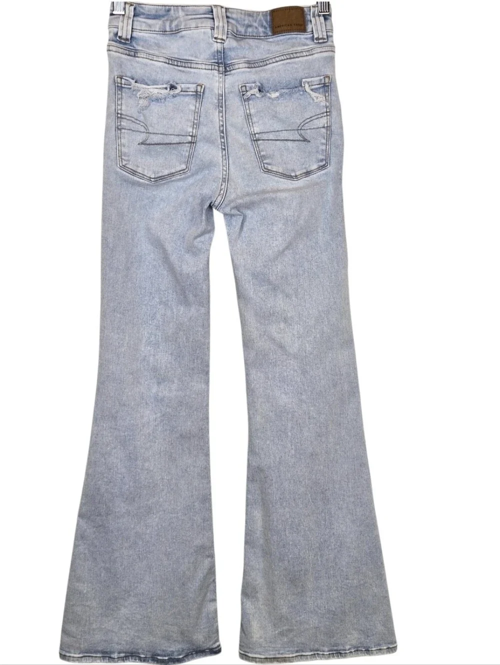 American Eagle Super High Rise Flare Jeans Next Level Stretch Button Fly 0